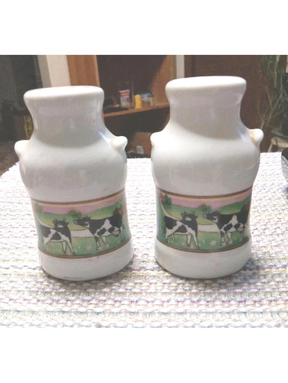 Vintage Holstein Cream Can Cow Salt and Pepper Shakers